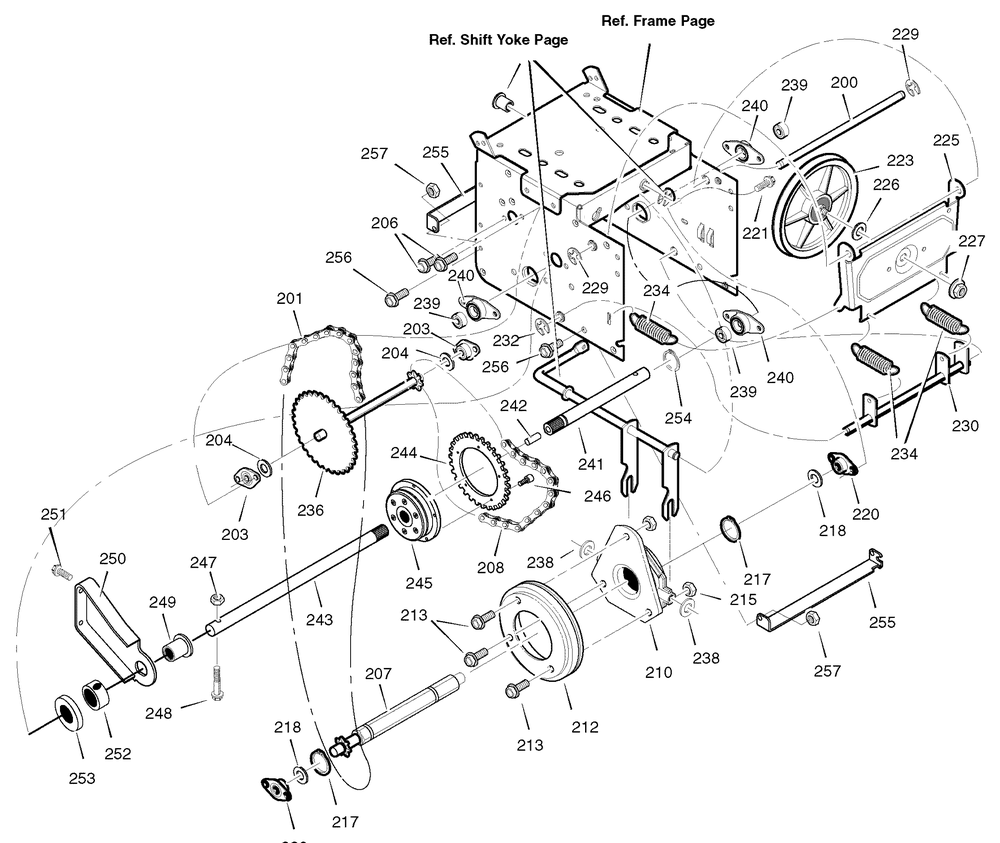Drive Diagram and Parts List for 629117X31A 2004 Briggs and Stratton Snow Blower